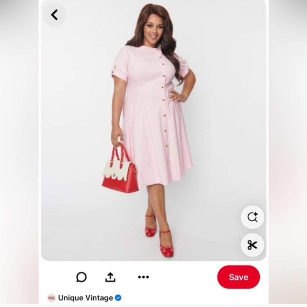 Pink Heart Button Retro Dress♥️